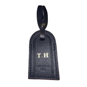 Louis Vuitton Paris Luggage Tag Black Red Trim w/ TH Grained Leather Small